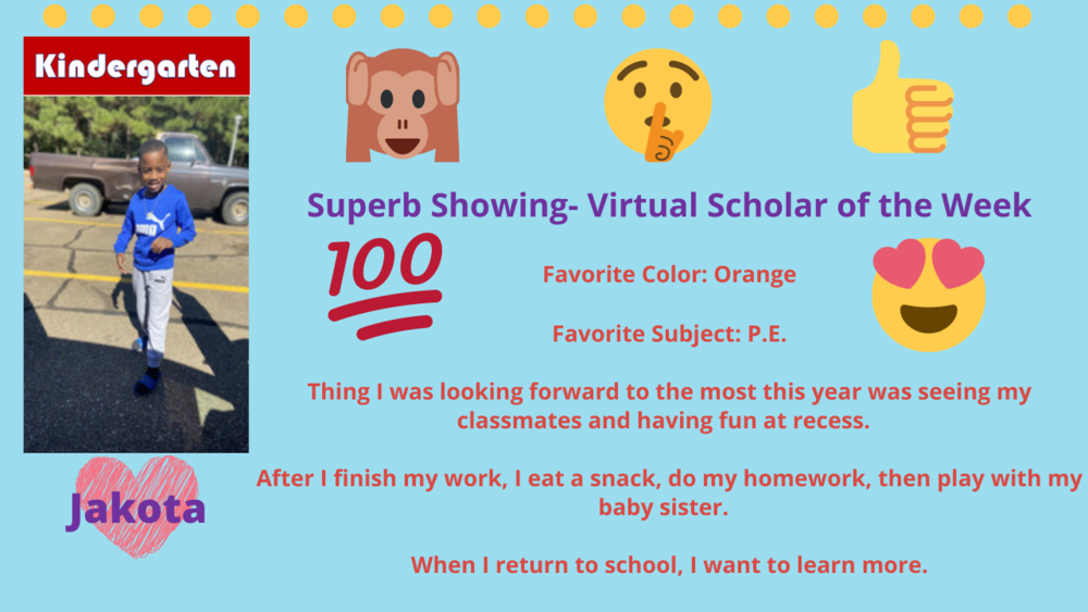 Superb Showing! Virtual Scholars of the Week for November 30 - December 4, 2020!