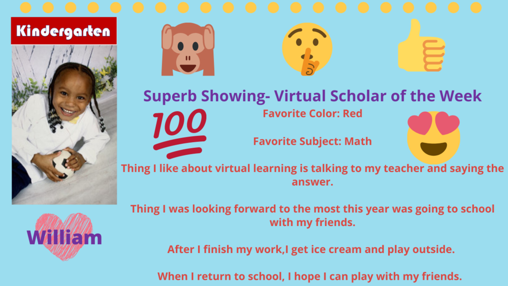 Superb Showing! Virtual Scholars of the Week for October 19-23, 2020! 