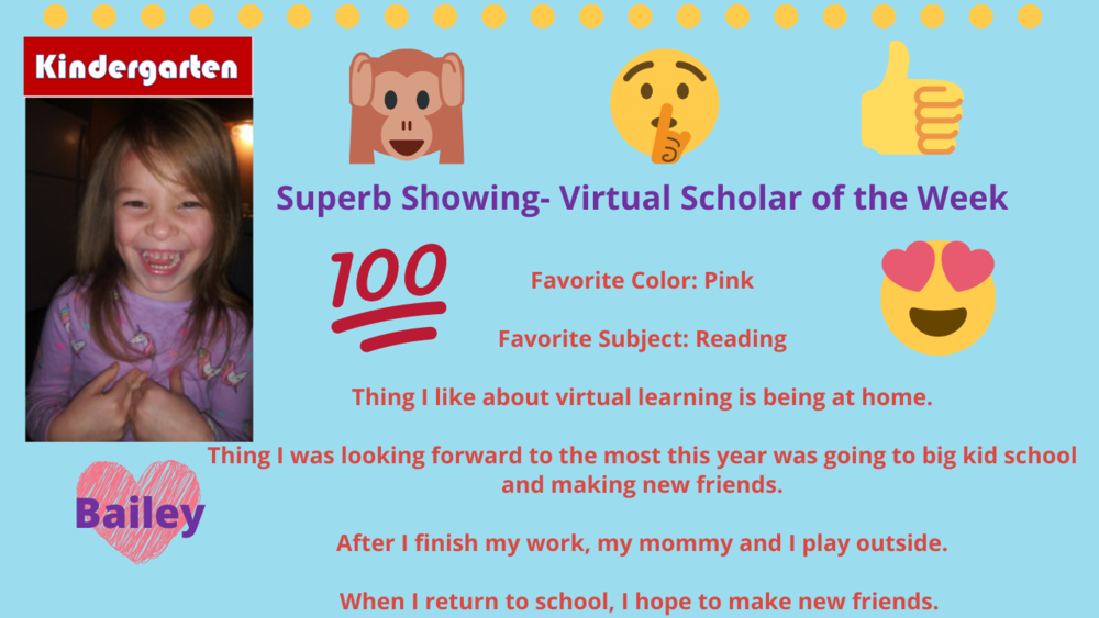 Superb Showing! Virtual Scholars of the Week for October 12-16, 2020!  #virtuallearning #superbshowing #virtualscholarsoftheweek