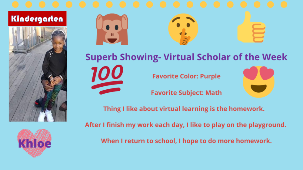 Superb Showing! Virtual Scholars of the Week!  #virtuallearning #superbshowing #virtualscholarsoftheweek