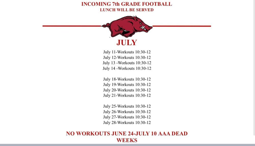 Incoming 7th Grade Football Practice