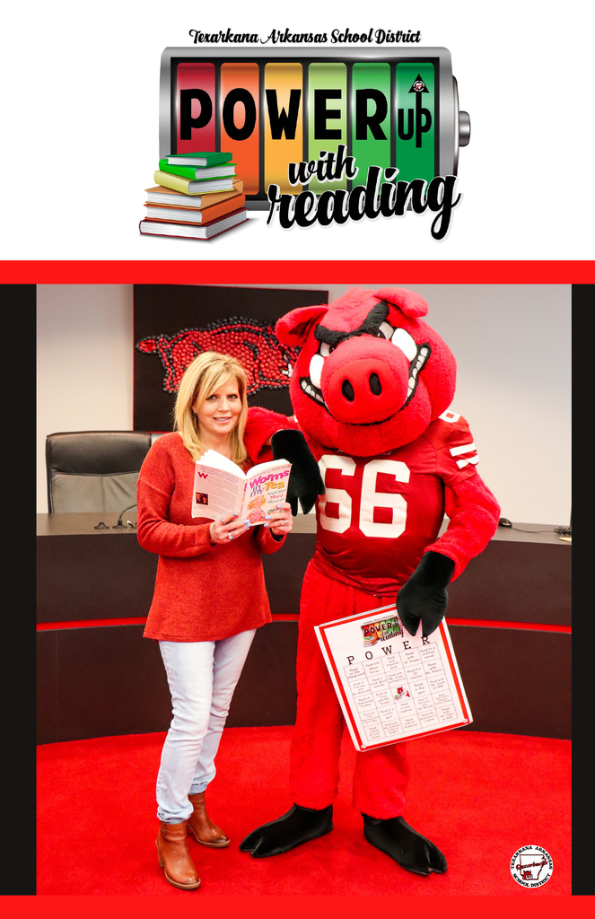 Power up Reading with Dr. Kesler and the Razorback mascot